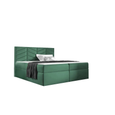 Parkbútor ST6 kárpitozott zöld boxspring ágy 140*200 ágy és ágykellék