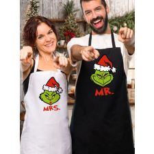 Páros karácsonyi kötény - Mr és Mrs grincs lakástextília