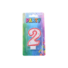 Parti gyertya 2-es szám piros party kellék