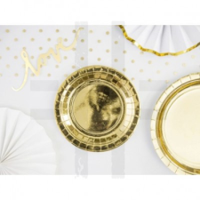  PARTI TÁNYÉR, METÁL ARANY - 6 db party kellék