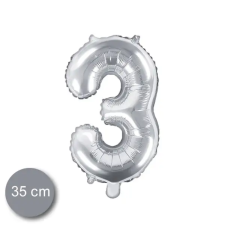  Party évszámos fólialufi ezüst színű 3-as 35cm party kellék
