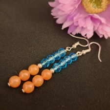  Party fülbevaló, kristály és Karneol  6 cm-es fülbevaló