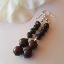  Party fülbevaló, kristály és Vörösjáspis  /666/ fülbevaló