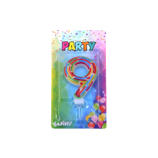 Párty gyertya 9-es szám party kellék