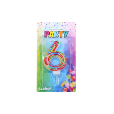 Párty gyertya szám 6 csíkok party kellék
