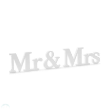 PartyDeco Fából készült Mr & Mrs felirat, fehér, 50x9,5 cm party kellék