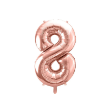  PartyDeco fólia szám lufi, 8, rose gold, 86 cm party kellék