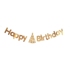 PartyDeco Happy birthday, arany, banner party kellék