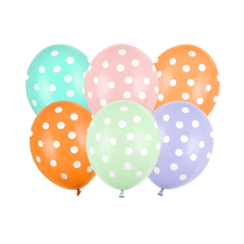 PartyDeco Lufi készlet 30 cm – Pöttyös, vegyes színek (6 db) party kellék
