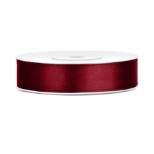 PartyDeco Szatén szalag sötét vörös 12mm/25m szalag, zsinór