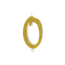 PartyDeco születésnapi glitter gyertya, 0, arany, 10cm sütés és főzés