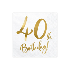 PartyDeco születésnapi szalvéta, 40, 33×33 cm, 20 db sütés és főzés