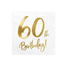  PartyDeco születésnapi szalvéta, 60, 33×33 cm, 20 db party kellék