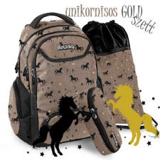 Paso Unikornisos ergonomikus iskolatáska, hátizsák SZETT - Gold iskolatáska