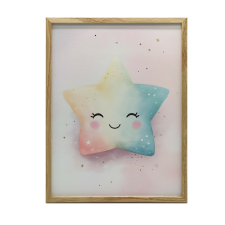 Pastelowa Gwiazdka Radości, 70x100 cm, rama aluminiowa złota, papier matowy 230 gsm grafika, keretezett kép