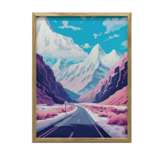 PASZTELL HEGYI TÁJ FESTÉS VÁSZONRA KERET NÉLKÜL 50x70 CM grafika, keretezett kép