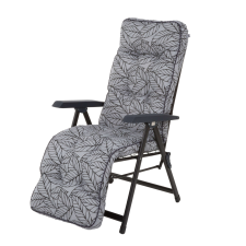  Patio Lena Plus összecsukható kerti szék lábtartóval szürke levelek kerti bútor