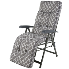 Patio Patio Lena Plus összecsukható kerti szék lábtartóval szürke fehér kerti bútor