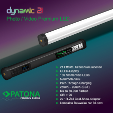 PATONA Prémium LED RGB Videó Fénycső - 2500-9900K Színes Cső-Videólámpa - 5200mAh stúdió lámpa