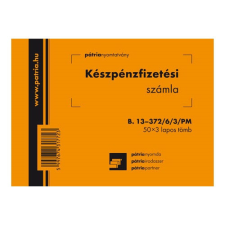 Pátria Nyomtatvány Készpénzfizetési számla 50x3 lapos tömb A/6 fekvő 2 Áfás nyomtatvány