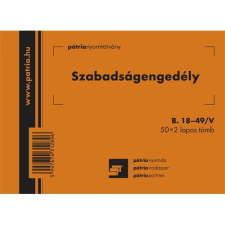 Pátria Nyomtatvány Szabadságengedély 50x2 lapos tömb A/6 fekvő nyomtatvány