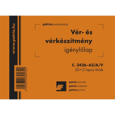 Pátria Nyomtatvány Vér, vérkészítmény igénylőlap 50x2 lapos tömb A/6 nyomtatvány