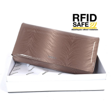 Patrizia RF védett hosszú, toll mintás, irattartós tóp lakk pénztárca FF122 pénztárca