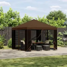  Pavilon 3 x 3 m Barna Poliészter és acél 190 gsm kerti tárolás