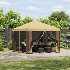  Pavilon 3 x 3 m Krémszínű Poliészter és acél 190 gsm kerti tárolás