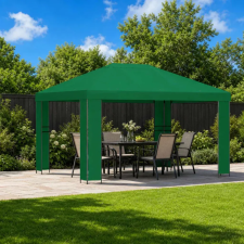 Pavilon 4 × 3 m Zöld Poliészter és acél 190 gsm kerti tárolás