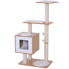 PawHut D30-204, játszótér macskáknak, MDF fa, 60x40x120 cm, fehér játék macskáknak