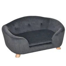 PawHut Kanapé kutyáknak PawHut, fa/poliészter, űrtartalom 10 kg, 70x47x30 cm, antracitszürke szállítóbox, fekhely kutyáknak