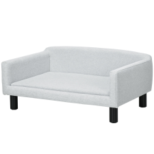 PawHut Kutyakanapé Párnával, Karfákkal és Háttámlával Világosszürke szállítóbox, fekhely kutyáknak