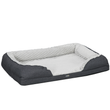 PawHut Párnázott Kutyafekhely Kivehető és Mosható Párnával, Csúszásgátló Aljjal, 120x80x22 cm, Szénszürke szállítóbox, fekhely kutyáknak