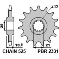 PBR Acél Standard Első Lánckerék 2331 - 525 egyéb motorkerékpár alkatrész