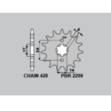 PBR Acél Standard Első Láncsprocket 2298 - 428 egyéb motorkerékpár alkatrész