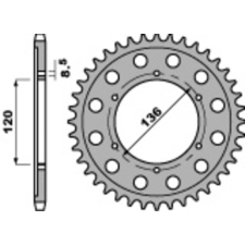 PBR Acél Standard Hátsó Lánckerék 4324 - 428 egyéb motorkerékpár alkatrész