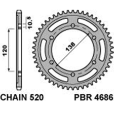 PBR Acél Standard Hátsó Lánckerék 4686 - 520 egyéb motorkerékpár alkatrész