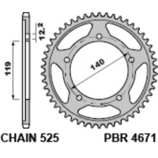 PBR Acél Standard Hátsó Láncsor 4671- 525 egyéb motorkerékpár alkatrész