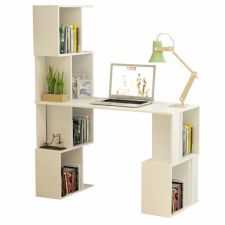  PC asztal könyvespolccal, fehér, FLOKI NEW bútor