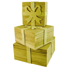 PC Fa doboz szett masnival 16cm x 16cm x 8cm dekorációs kellék
