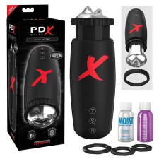  PDX Elite Moto Bator - szívó, fel-le mozgó ajkak maszturbátor (fekete) egyéb erotikus kiegészítők férfiaknak