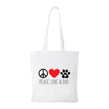  Peace love and dog - Bevásárló táska Fehér egyedi ajándék