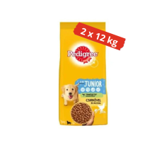 Pedigree Junior baromfi és zöldséges ízesítsű kutyatáp 2x12kg kutyaeledel