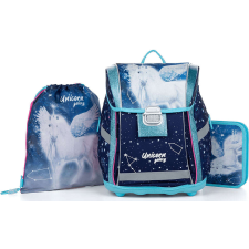  Pegazus csatos ergonómikus iskolatáska tolltartóval és tornazsákkal, Premium Light, kék iskolatáska