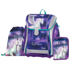  Pegazus mágneszáras ergonómikus iskolatáska tolltartóval és tornazsákkal, Premium Light, lila-rózsaszín iskolatáska