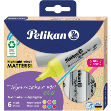 Pelikan Büro Pelikan Textmarker 490 eco Set aus 6 Neon-Farben im Etui (823333) filctoll, marker