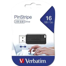  Pendrive, 16GB, USB 2.0, 10/4MB/sec, VERBATIM "PinStripe", fekete pendrive