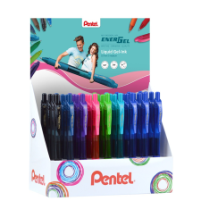 Pentel Rollertoll zselés 0,35mm, Pentel EnerGelX BL107COL 36 db-os display toll