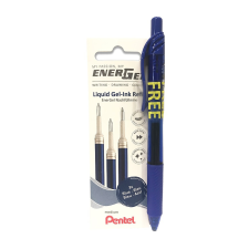Pentel Tollbetét 3db/csomag 0,35mm, Pentel EnerGel, írásszín kék + 1 db ajándék BL107-CX kék EnerGel toll tollbetét